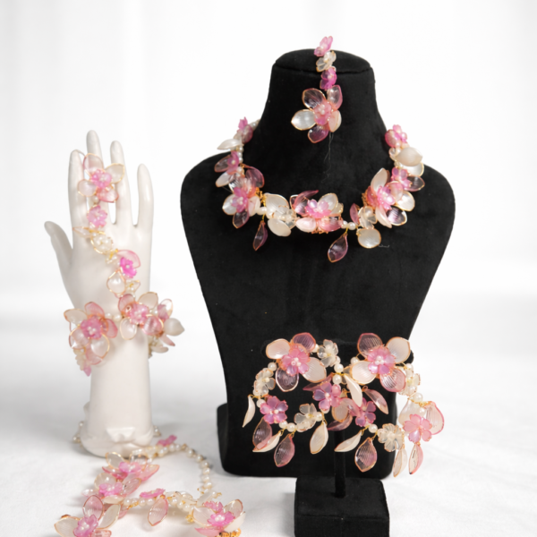 Pink Floral Acrylic Jewellery Set