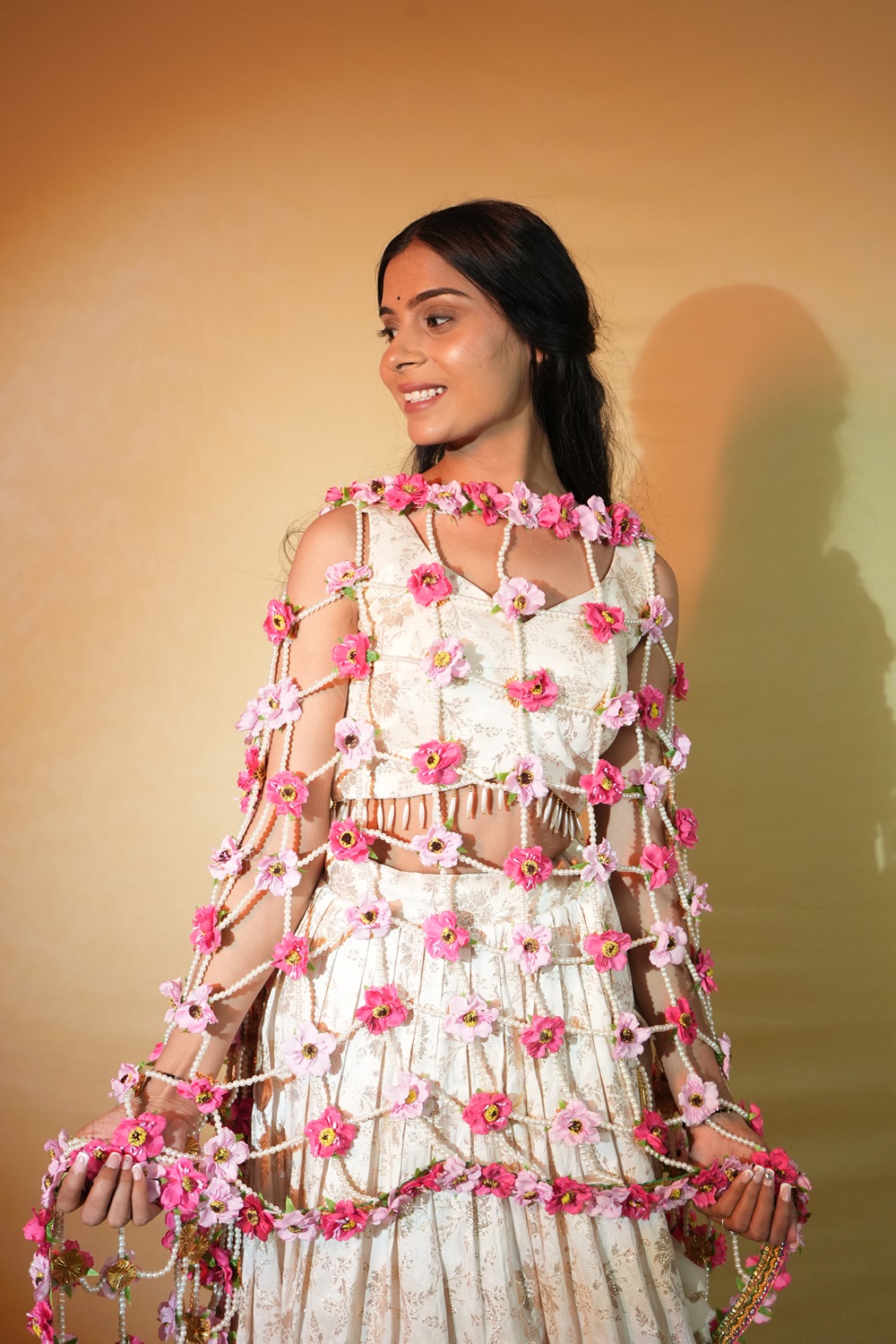 Floral Net Dupatta - Image 3