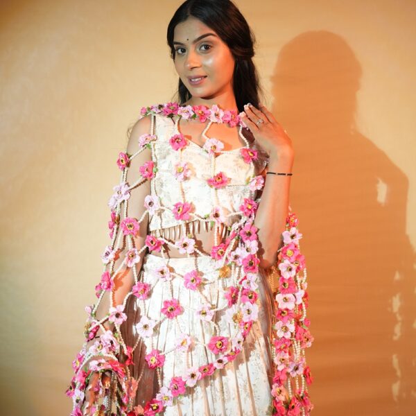Floral Net Dupatta