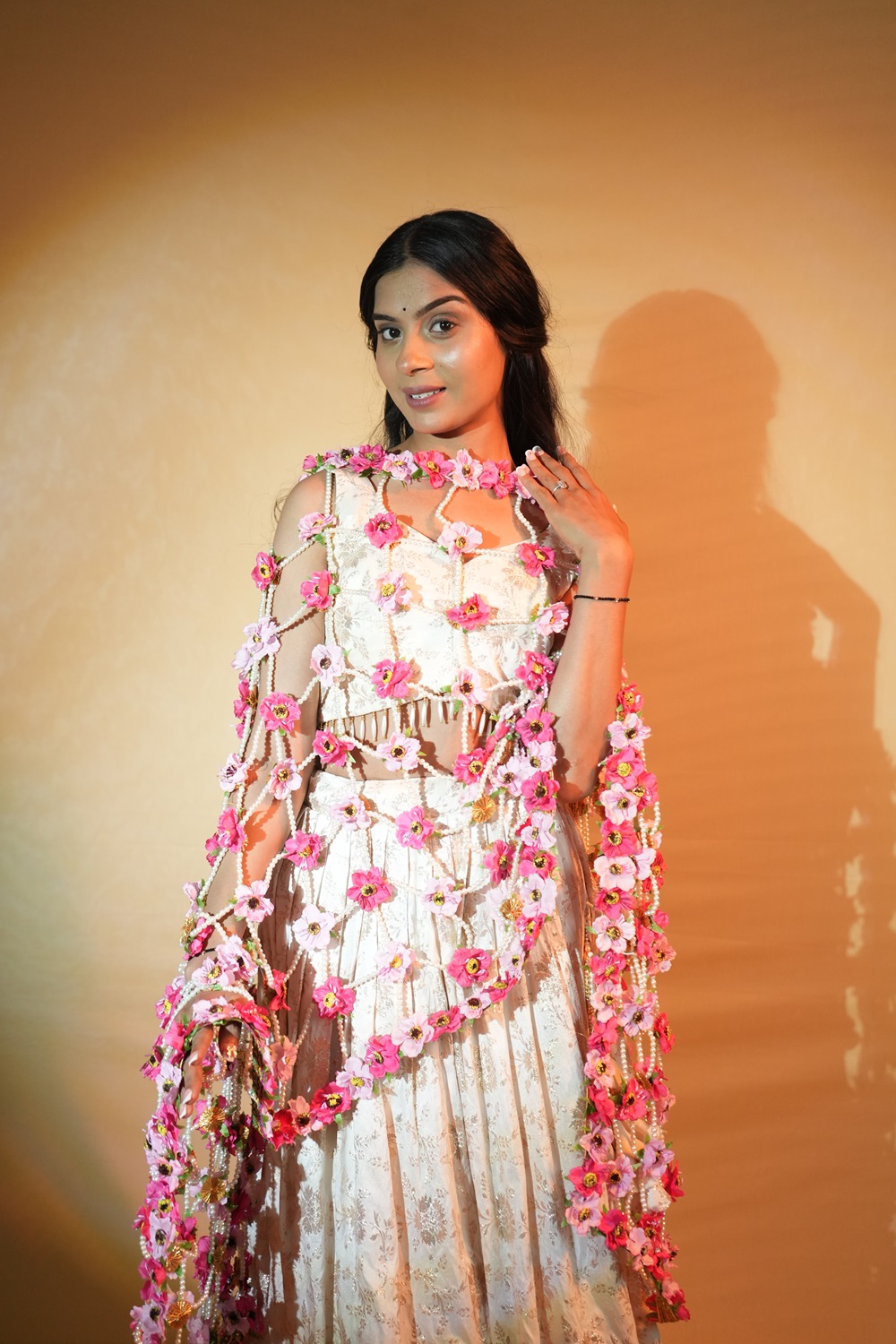 Floral Net Dupatta