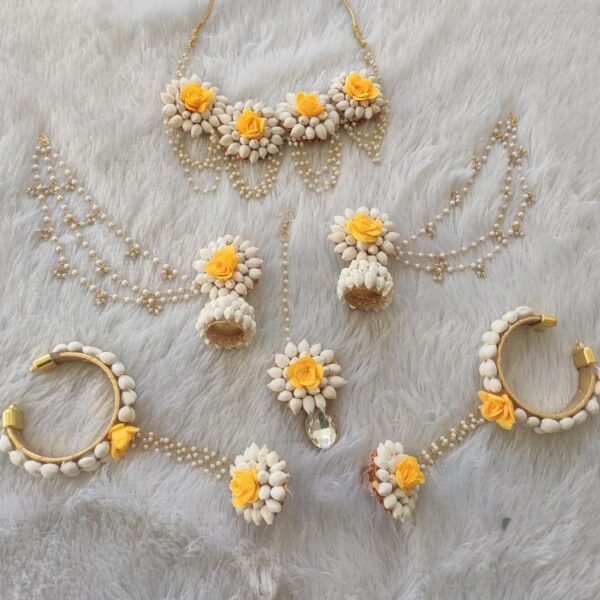 Floral Beads Haldi Jewellery Set