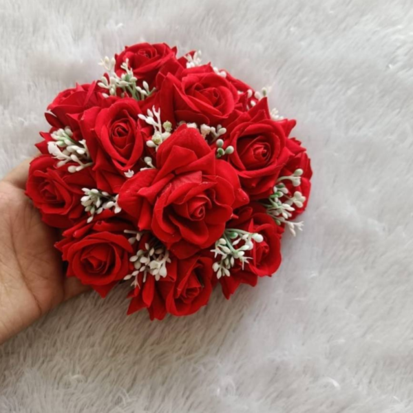 Red Rose Floral Bun Gajra