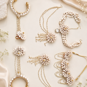 White Shell Pearl Floral Jewellery Set