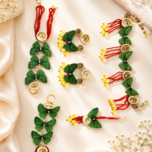 Green Butterfly Red Sequence Floral Jewellery Set