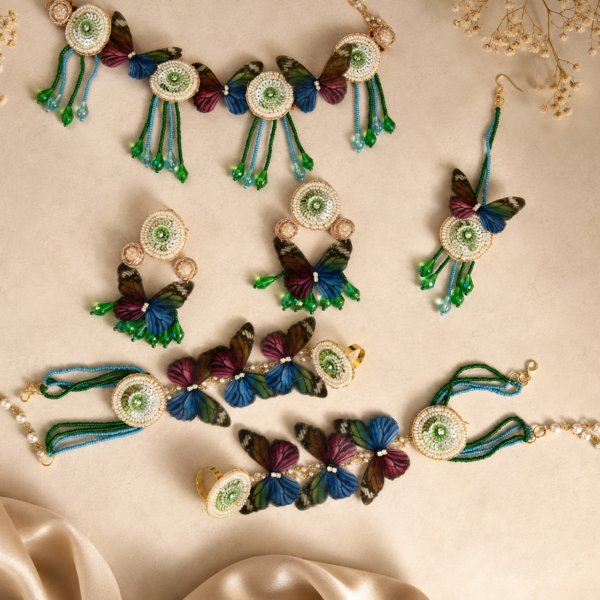 Multicolor Butterfly Sequin Jewellery Set
