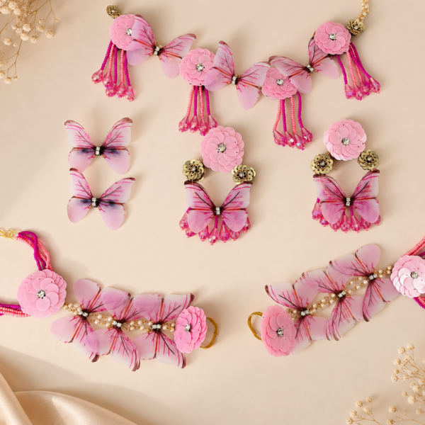 Pink Butterfly Sequin Jewellery Set
