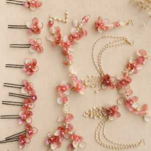 Peach Pink Acrylic Floral Set
