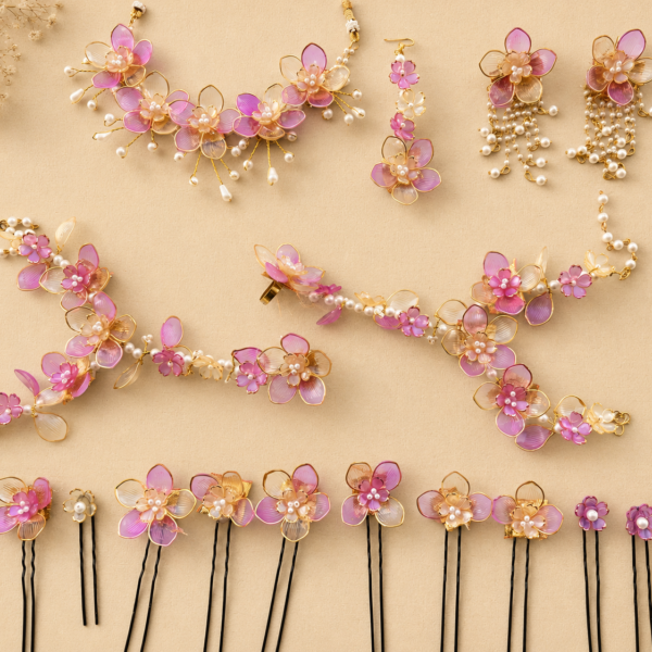 Pink Gold Acrylic Floral Set