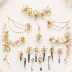 Pastel Green Acrylic Floral Jewellery Set