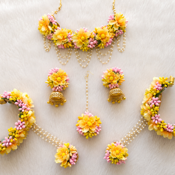 Yellow Blossom Floral Bridal Jewellery Set