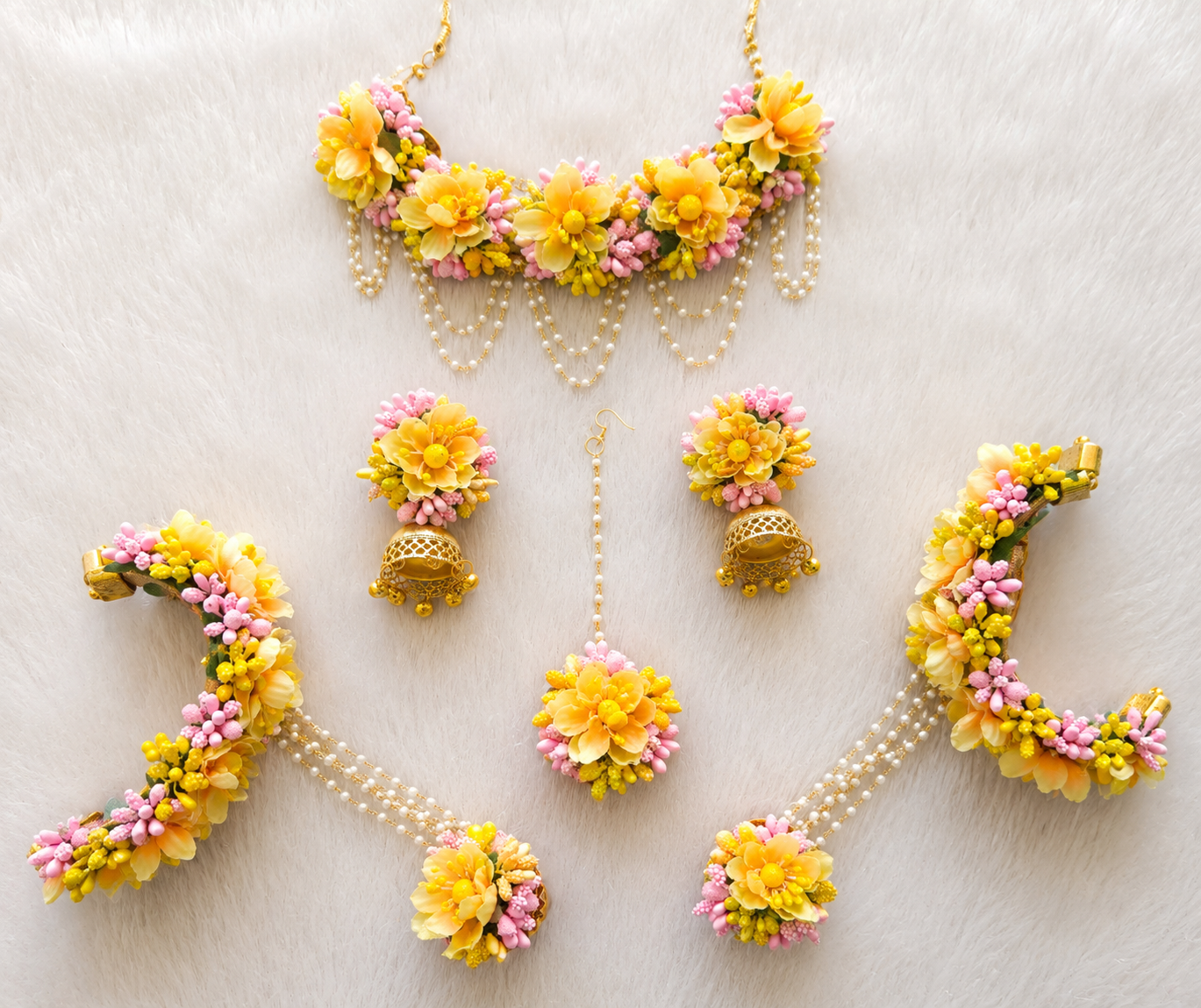 Yellow Blossom Floral Bridal Jewellery Set