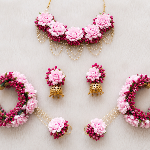 Blush Pink Floral Bridal Jewellery Set