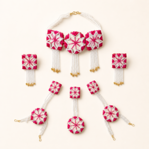 Rani Pink Pearl Mirror Jewellery Set