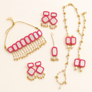 Pink Mirror Pearl Jewellery Set