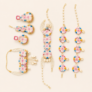 Pastel Multicolor Mirror Cowrie Jewellery Set