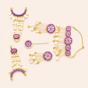 Lavender Purple Mirror Cowrie Jewellery Set