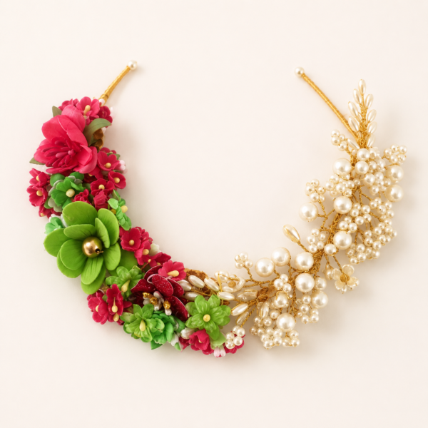 Floral Pearl Bridal Choker Necklace