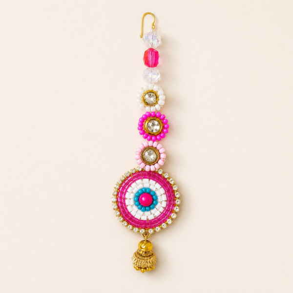 Rani Pink Beaded Maang Tikka