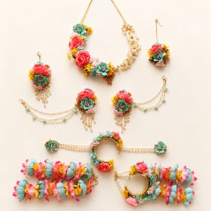 Multicolor Rose Floral Bridal Jewellery Set