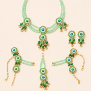 Mint Green Beaded Bridal Jewellery Set