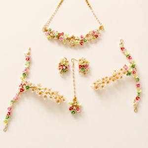 Multicolor Mini Floral Pearl Jewellery Set