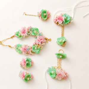 Pastel Mint Pink Floral Jewellery Set