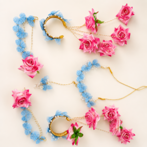Blue Butterfly Rose Floral Jewellery Set