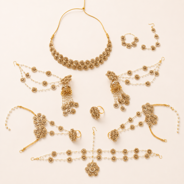 Golden Floral Bridal Jewellery Set