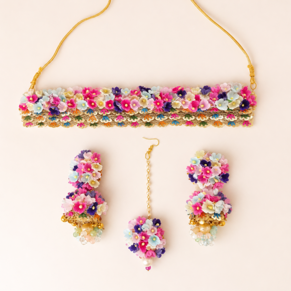 Multicolor Floral Gota Patti Jewellery Set