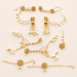 Golden Shell Floral Bridal Jewellery Set