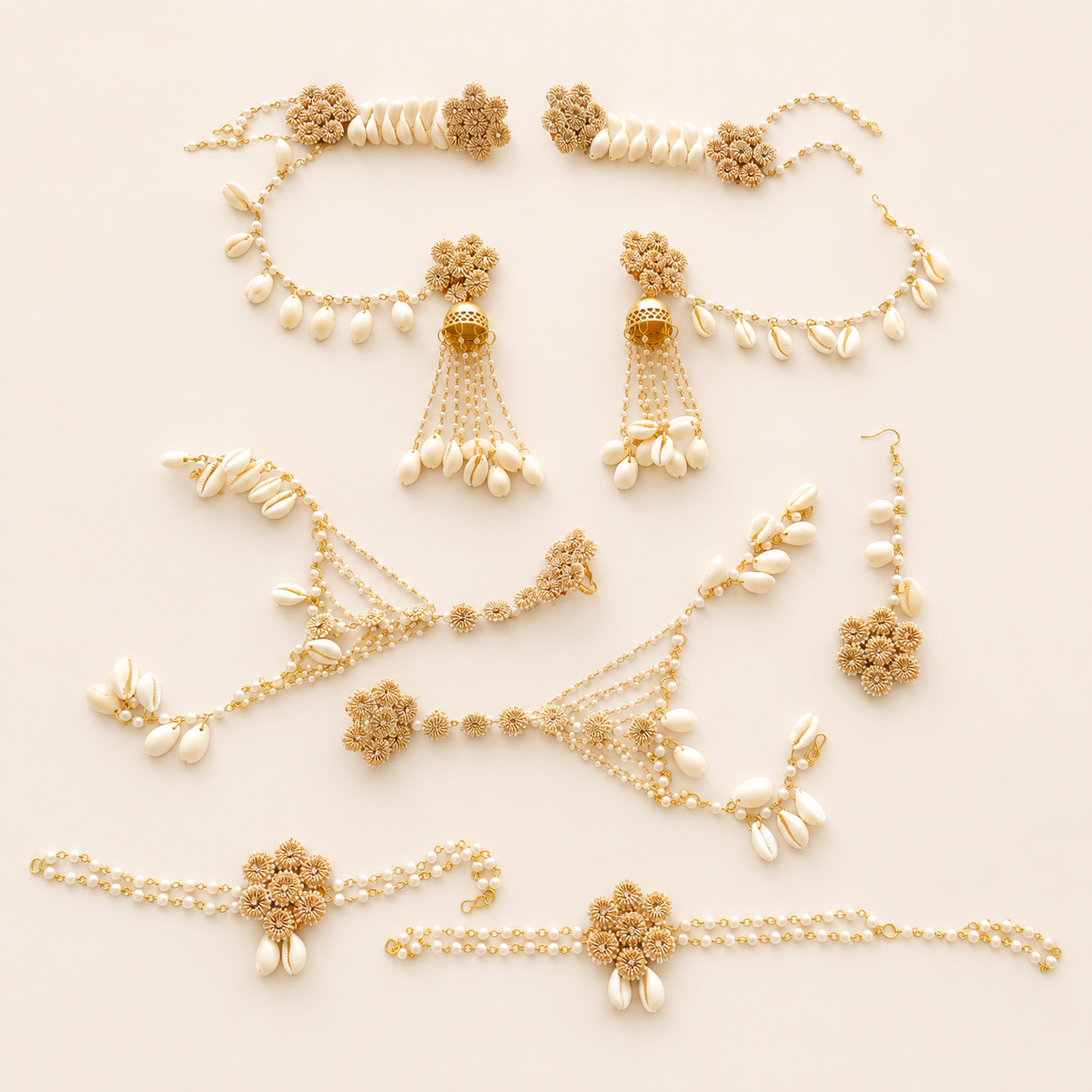 Golden Shell Floral Bridal Jewellery Set