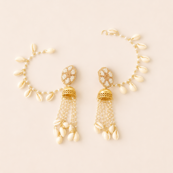 Ivory Shell Pearl Earings Set