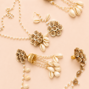 Golden Shell Floral Jewellery Set