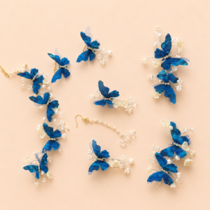 Blue Butterfly Floral Jewellery Set