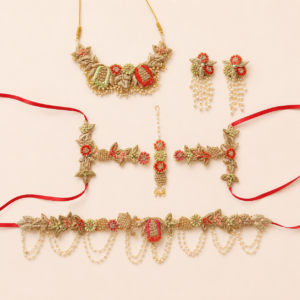 Red Gold Gota Patti Bridal Jewellery Set