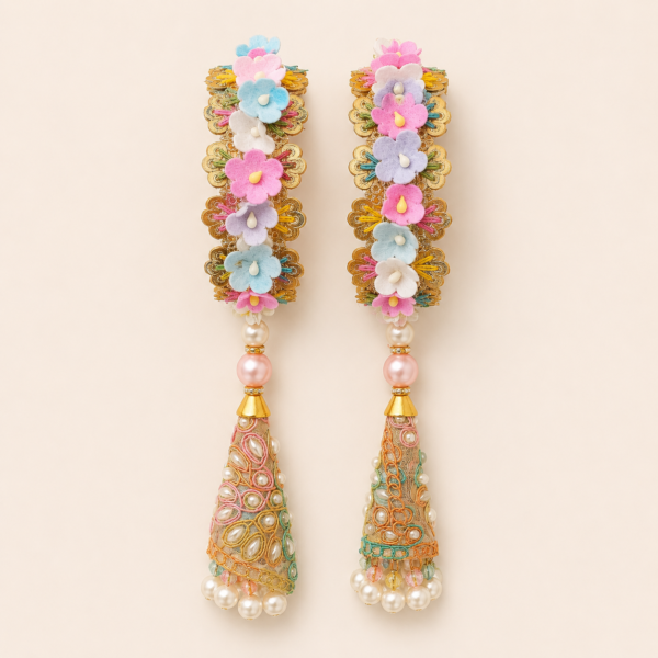 Pastel Floral Tassel Earrings
