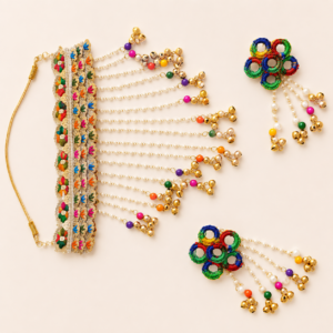 Multicolor Gota Patti Matha Patti Set