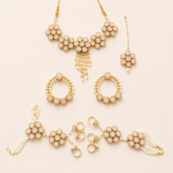 Ivory Pearl Floral Bridal Jewellery Set