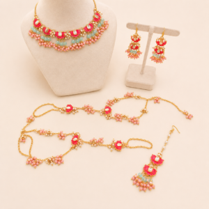 Pink Lotus Bridal Jewellery Set