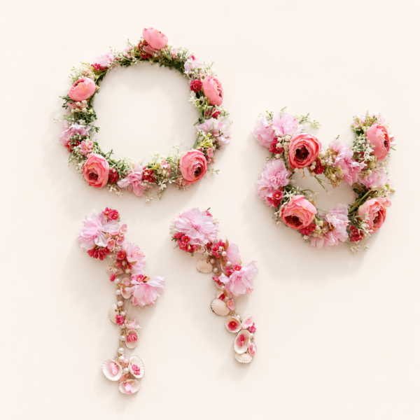 Pastel Pink Shell Floral Jewellery Set