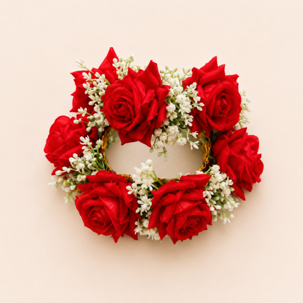 Red Rose Floral Gajra Bracelet
