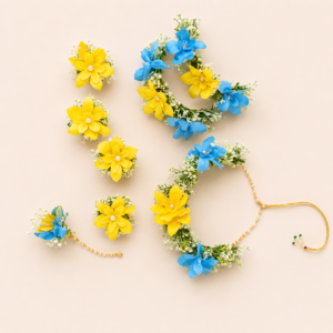 Yellow Blue Floral Jewellery Set