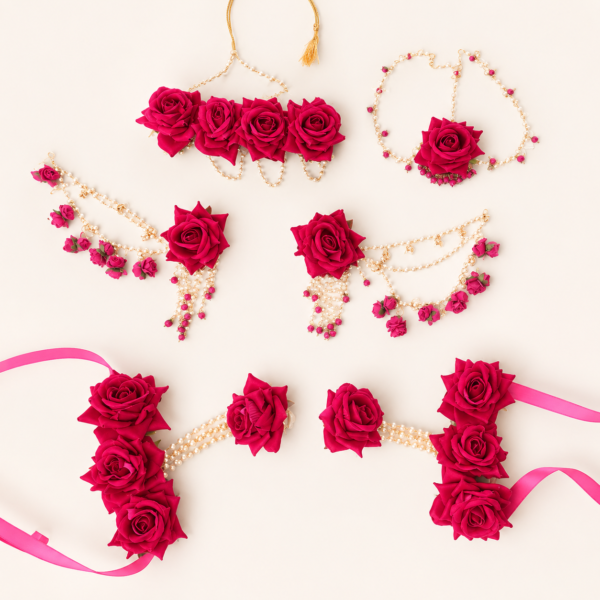 Hot Pink Rose Bridal Jewellery Set