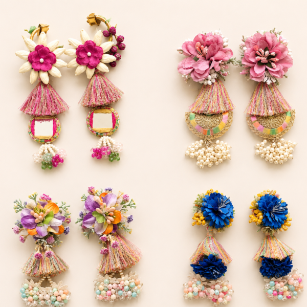 Designer Floral Tassel Earrings Collection