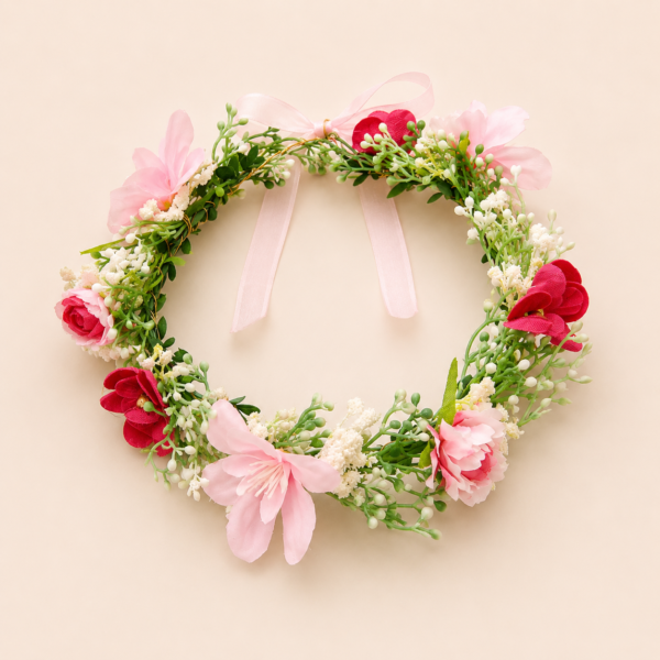 Pink Red Floral Hair Crown