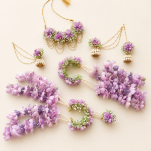 Lavender Floral Pearl Jewellery Set
