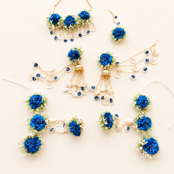Royal Blue Floral Shell Jewellery Set