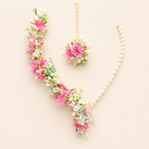 Pastel Pink Floral Pearl Jewellery Set