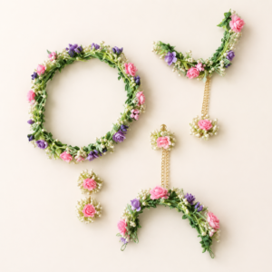 Pink Rose Floral Jewellery Set