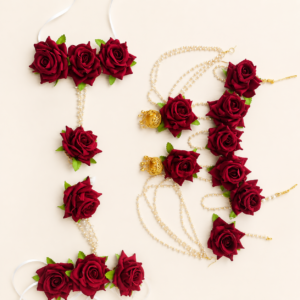 Royal Red Rose Bridal Floral Jewellery Set